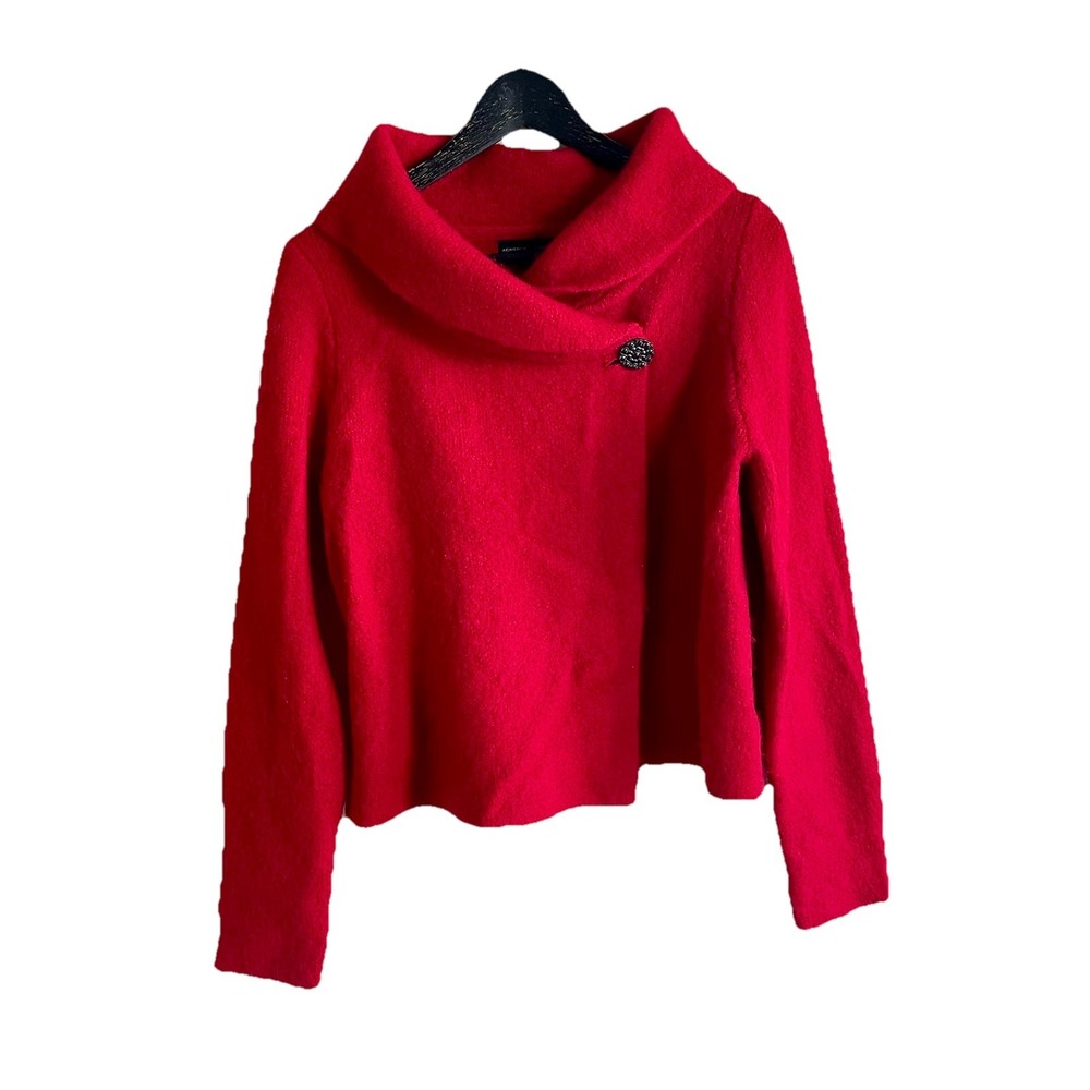 Adrienne Vittadini‎ Sweater M Winter Red wool Blend Cozy Wrap Cardigan
